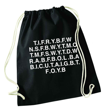 Gen Z funny viral meme  black drawstring bag