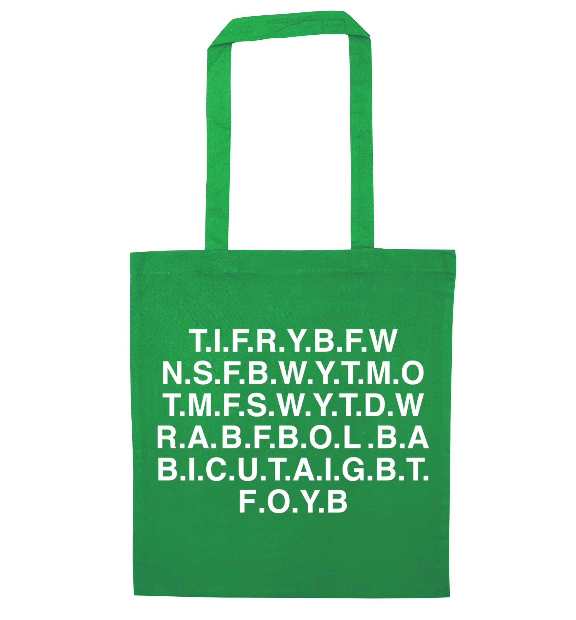 Gen Z funny viral meme  green tote bag