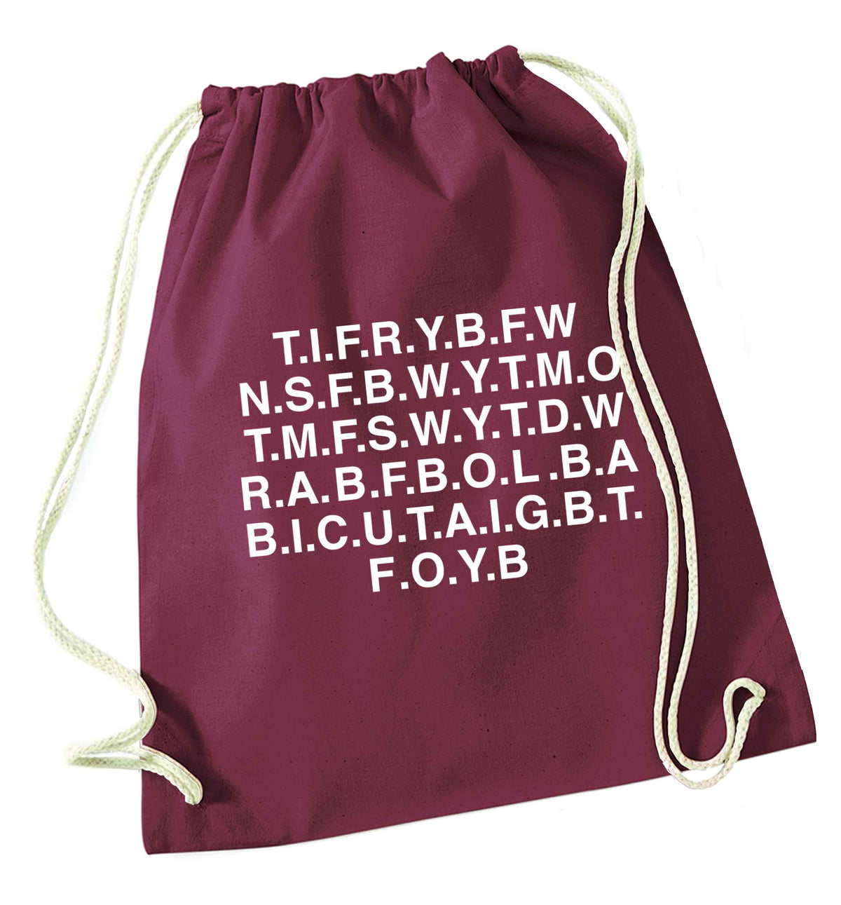 Gen Z funny viral meme  maroon drawstring bag