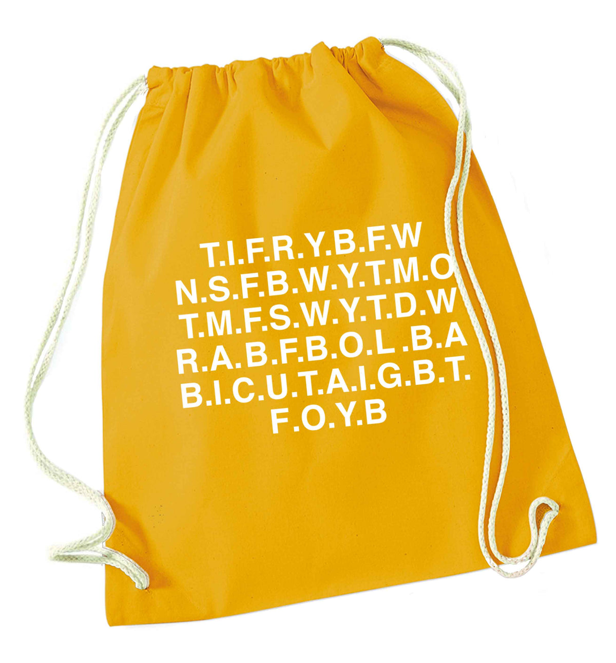 Gen Z funny viral meme  mustard drawstring bag