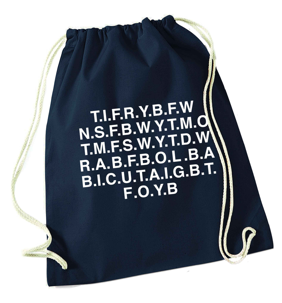 Gen Z funny viral meme  navy drawstring bag