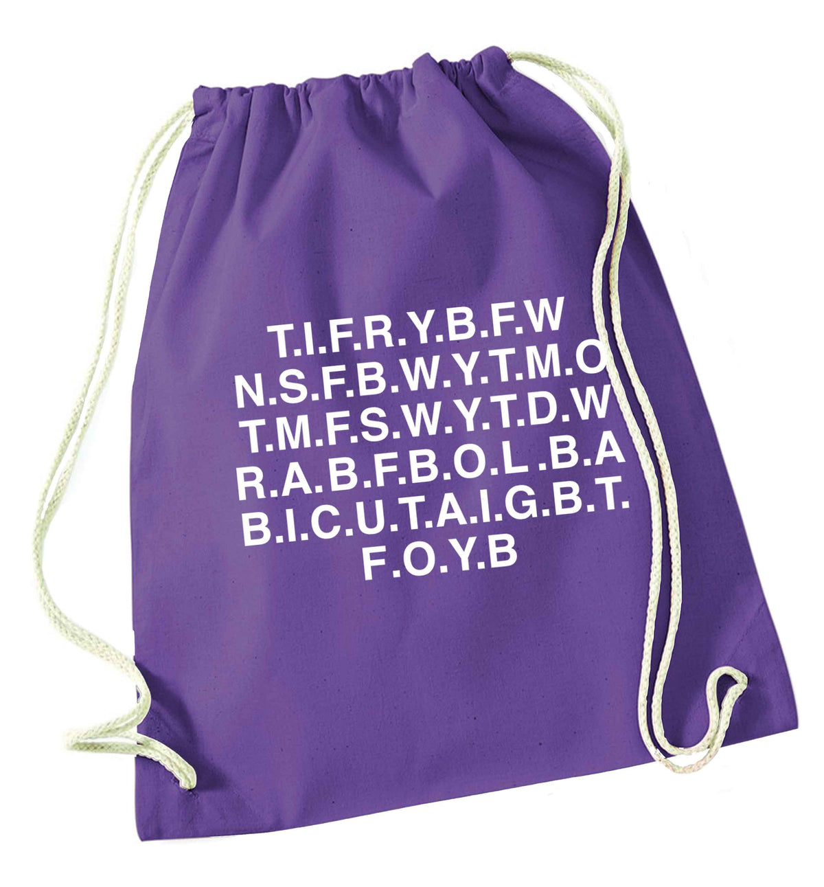 Gen Z funny viral meme  purple drawstring bag