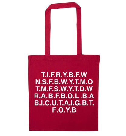 Gen Z funny viral meme  red tote bag