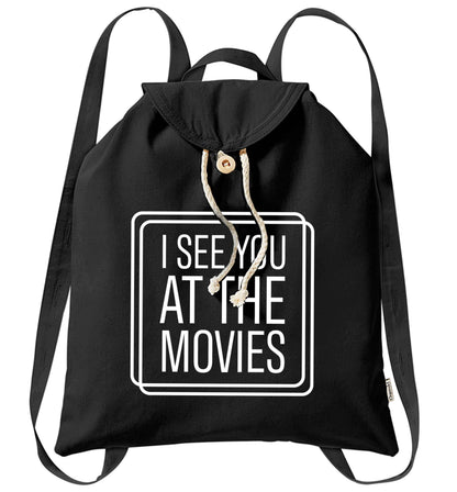 Gen Z funny viral meme  organic cotton backpack tote with wooden buttons in black