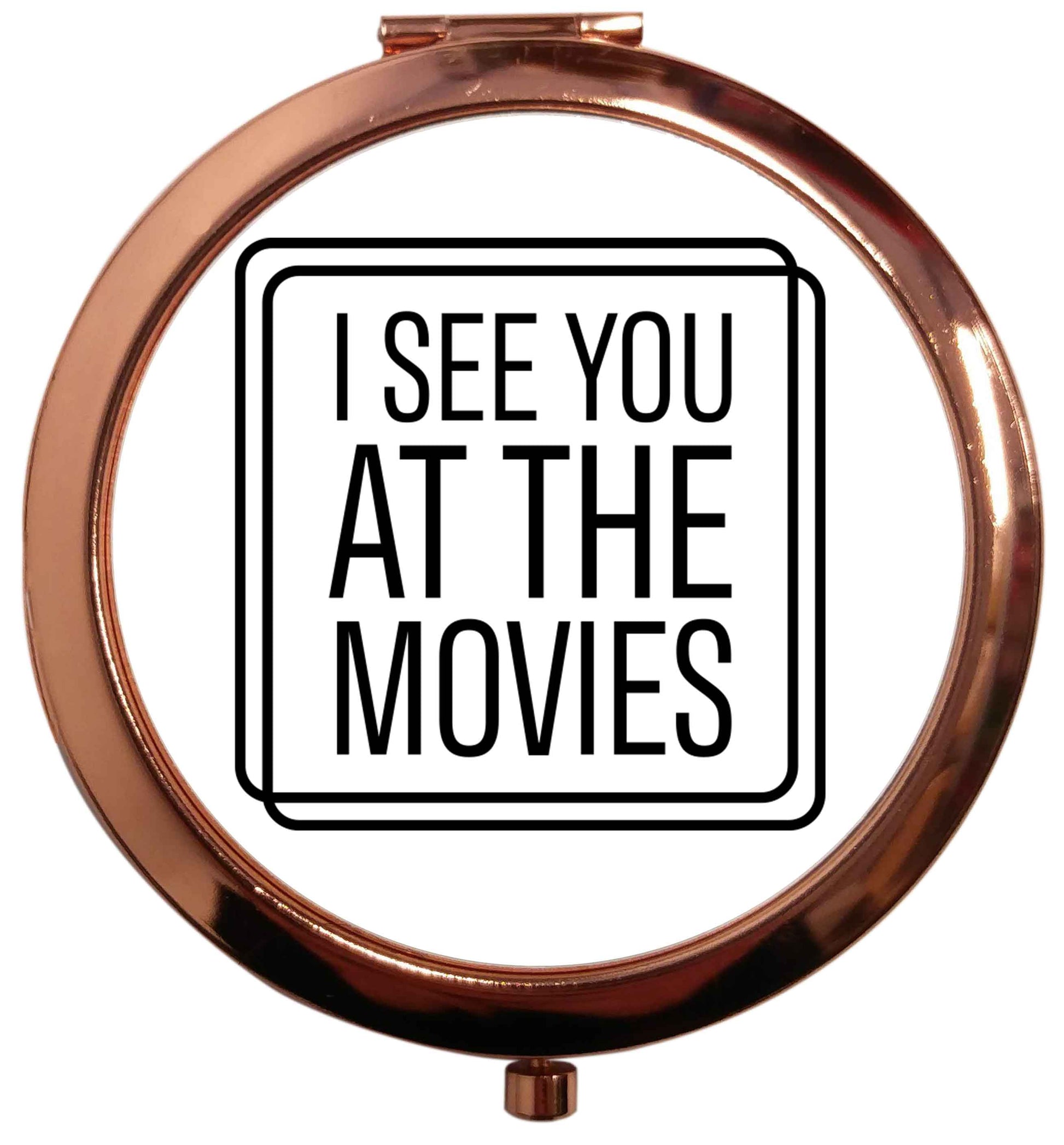 Gen Z funny viral meme  rose gold circle pocket mirror