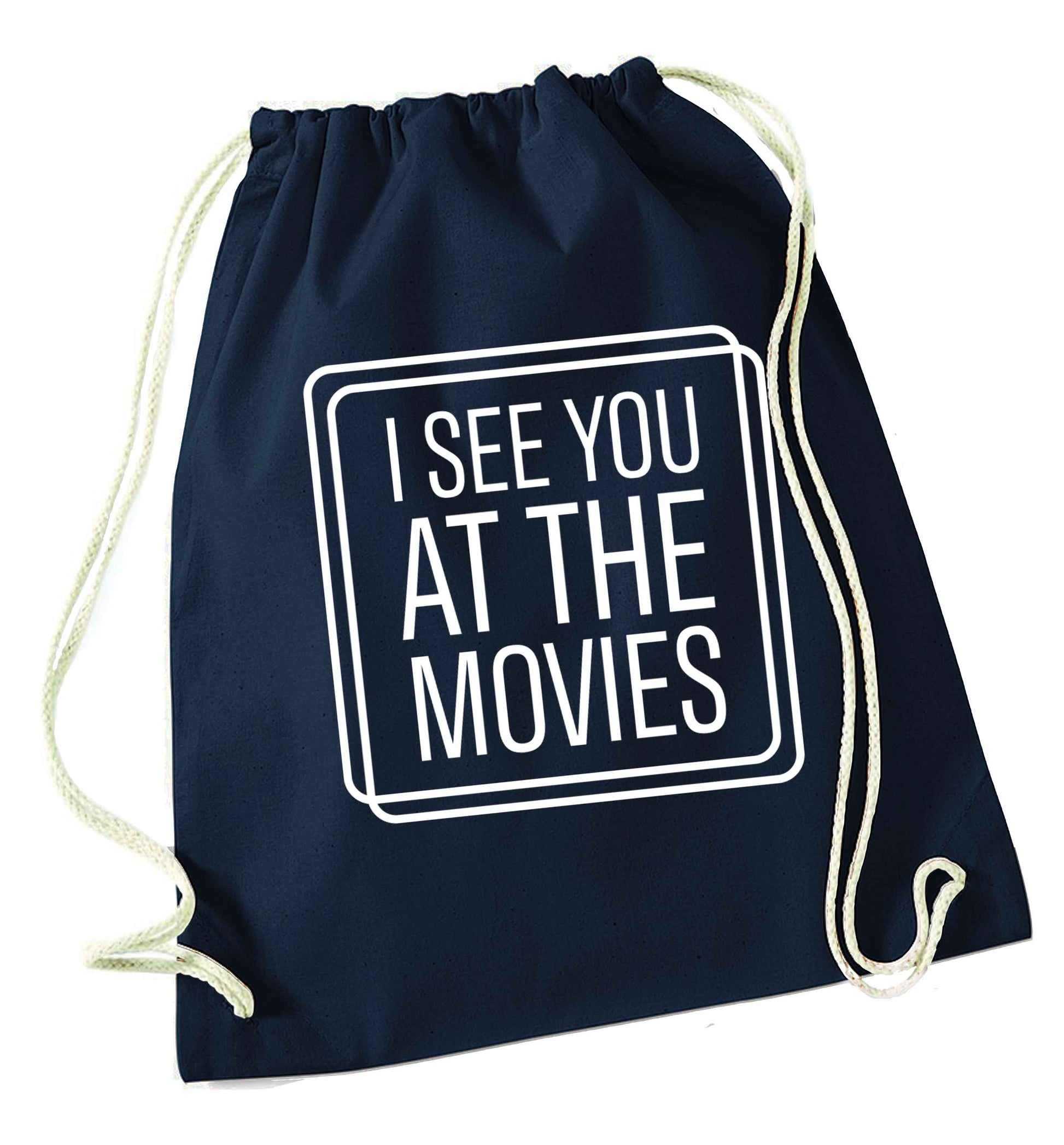 Gen Z funny viral meme  navy drawstring bag
