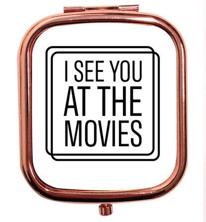 Gen Z funny viral meme  rose gold square pocket mirror