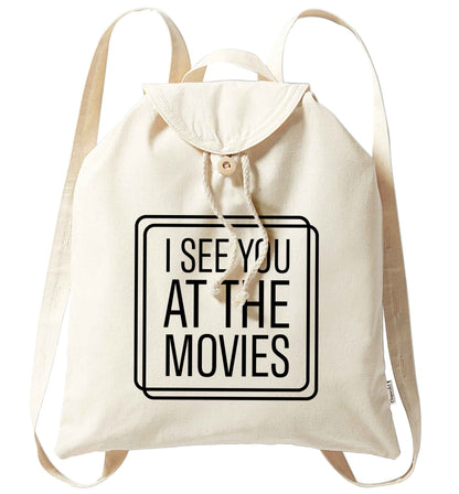 Gen Z funny viral meme  organic cotton backpack tote with wooden buttons in natural
