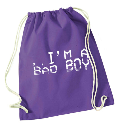 Gen Z funny viral meme  purple drawstring bag