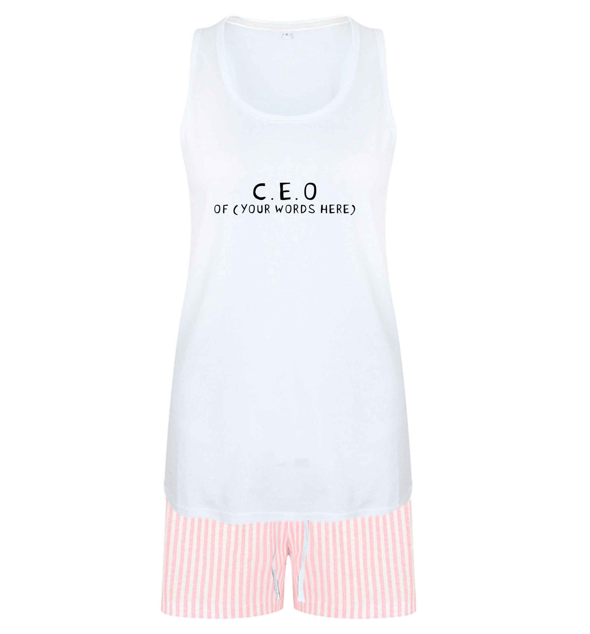 What are you president of? Personalise it here!  size XL women's pyjama shorts set in pink 