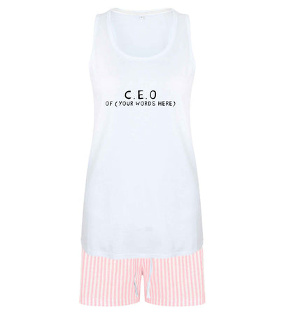 What are you president of? Personalise it here!  size XL women's pyjama shorts set in pink 