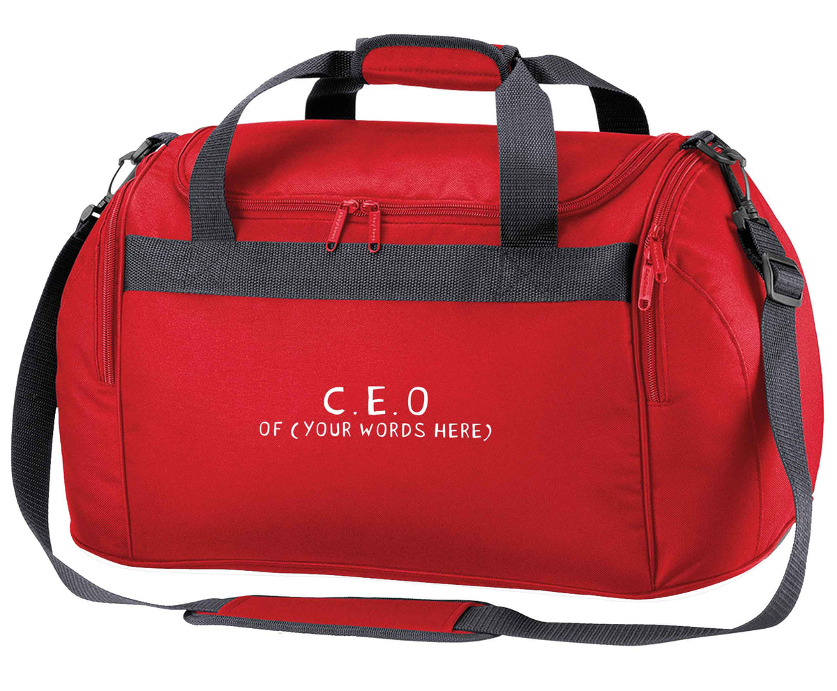 What are you president of? Personalise it here!  red holdall / duffel bag
