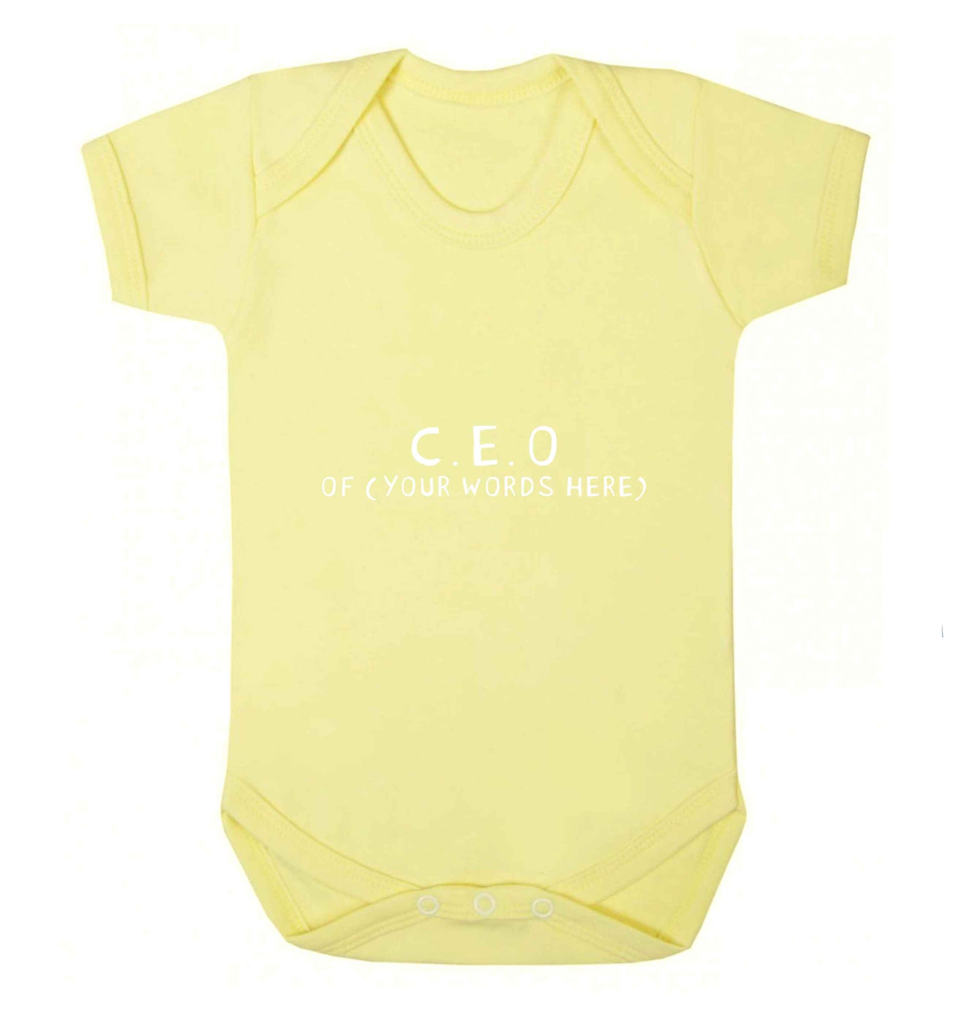 What are you president of? Personalise it here!  baby vest pale yellow 18-24 months