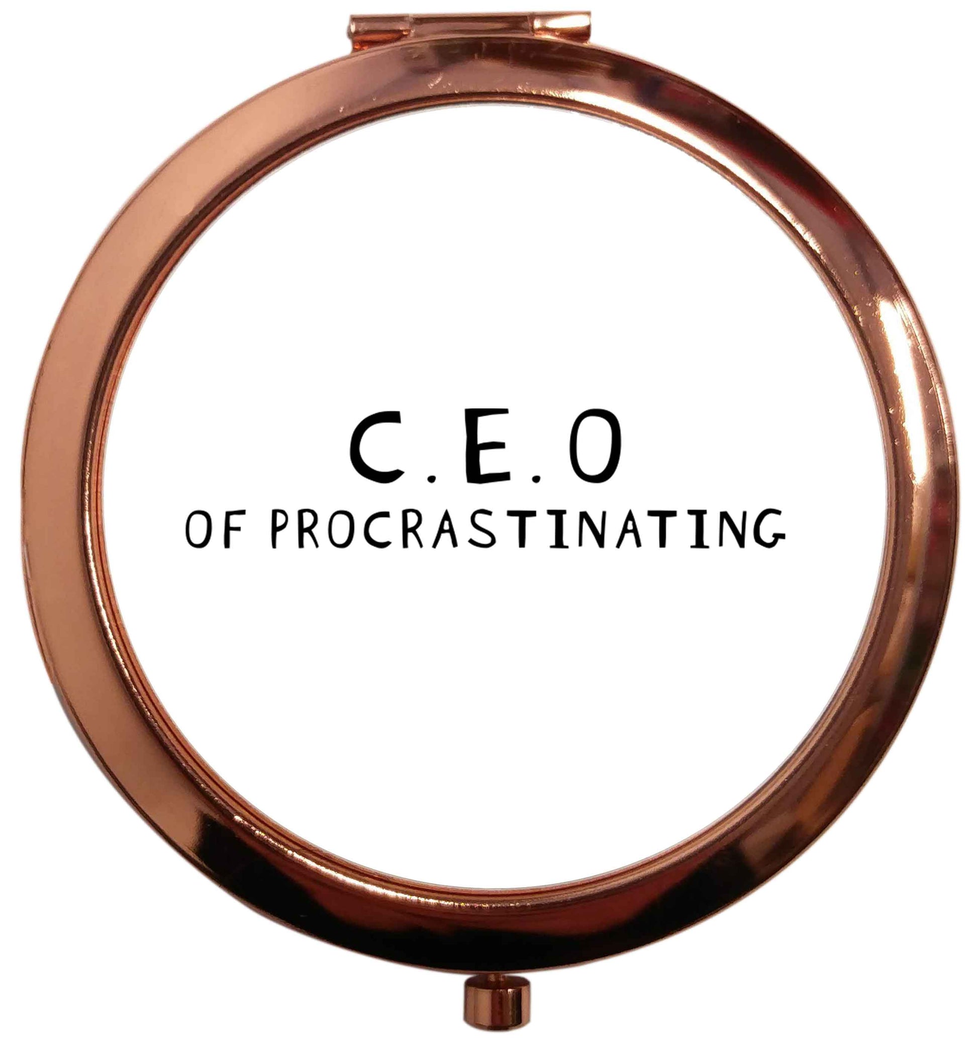 What are you president of? Personalise it here!  rose gold circle pocket mirror