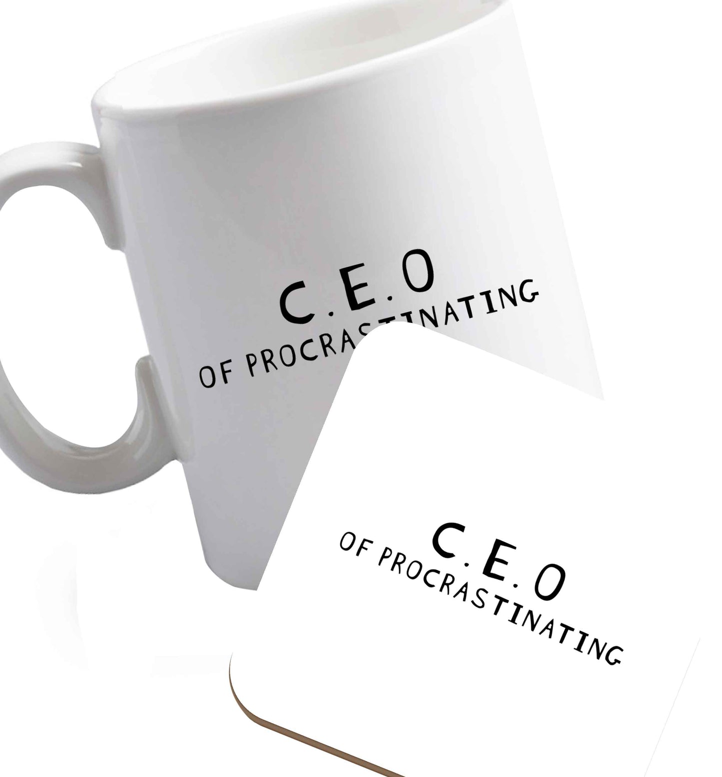 10 oz What are you president of? Personalise it here!    ceramic mug and coaster set right handed