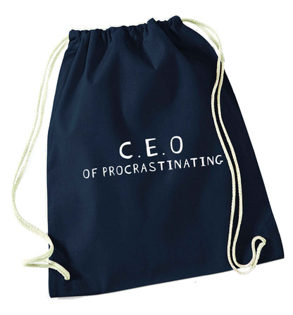 What are you president of? Personalise it here!  navy drawstring bag