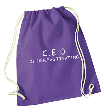 What are you president of? Personalise it here!  purple drawstring bag