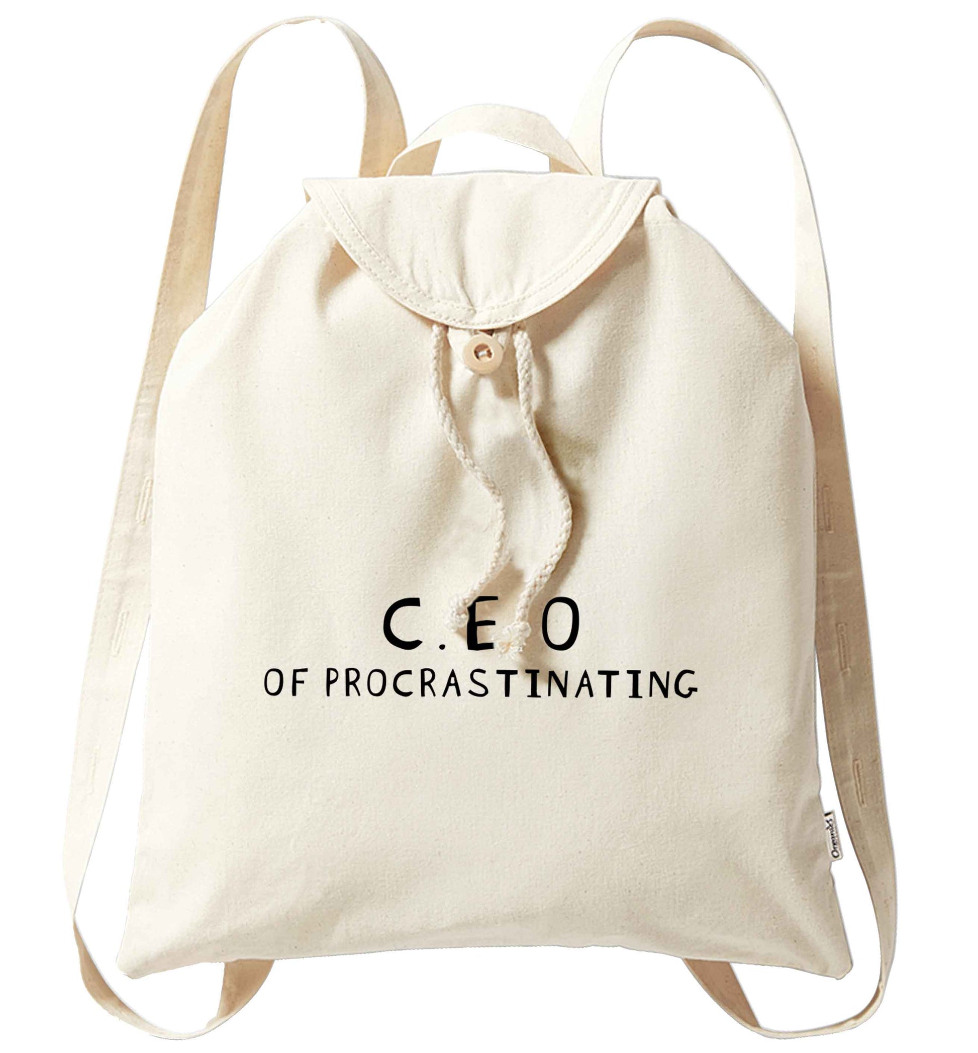 What are you president of? Personalise it here!  organic cotton backpack tote with wooden buttons in natural