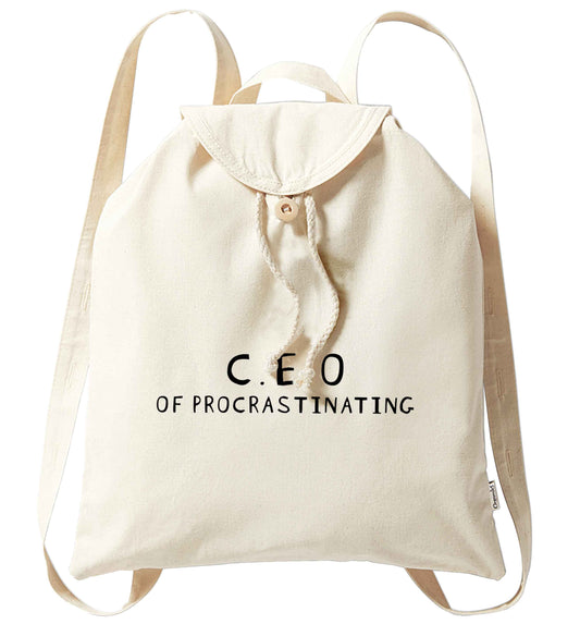 What are you president of? Personalise it here!  organic cotton backpack tote with wooden buttons in natural