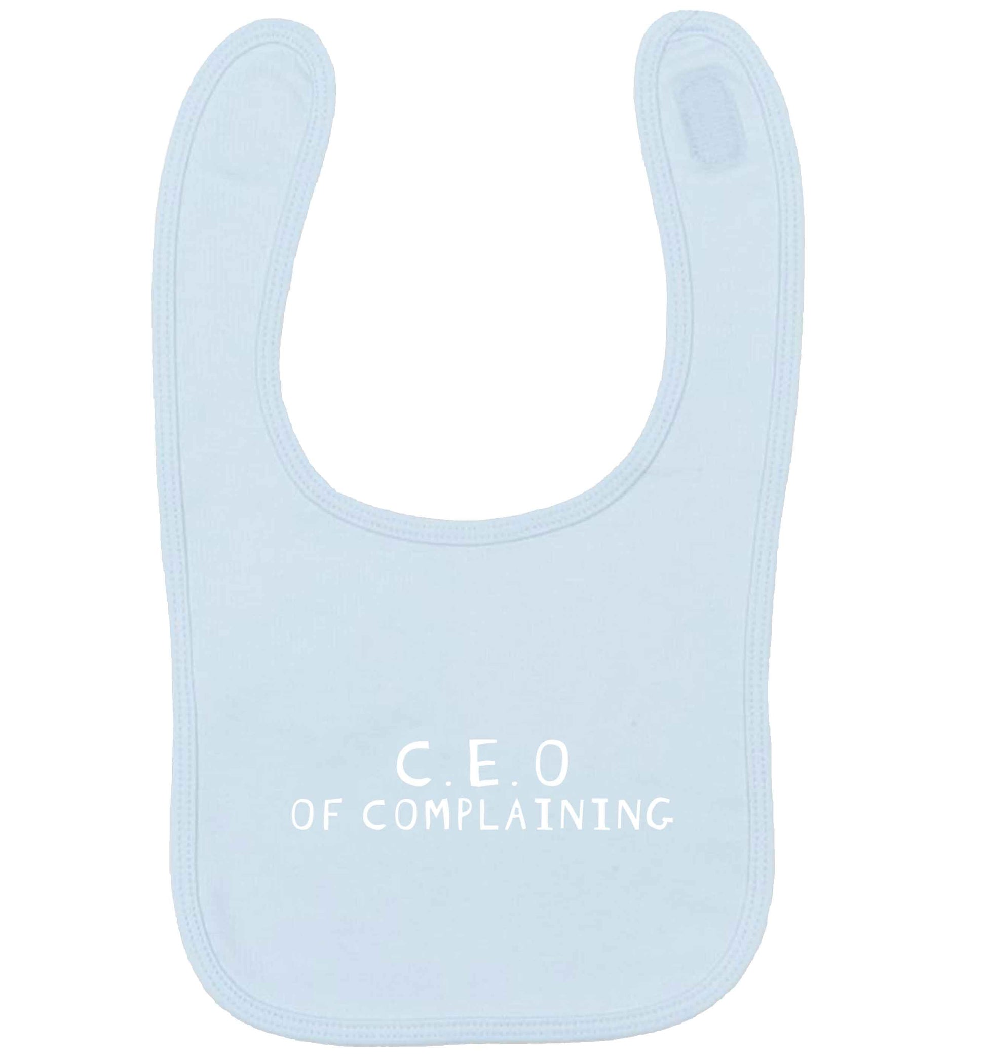 Excuse me can I talk to your manager? Know someone who just loves to complain? We think we might have the perfect gift for you!  pale blue baby bib