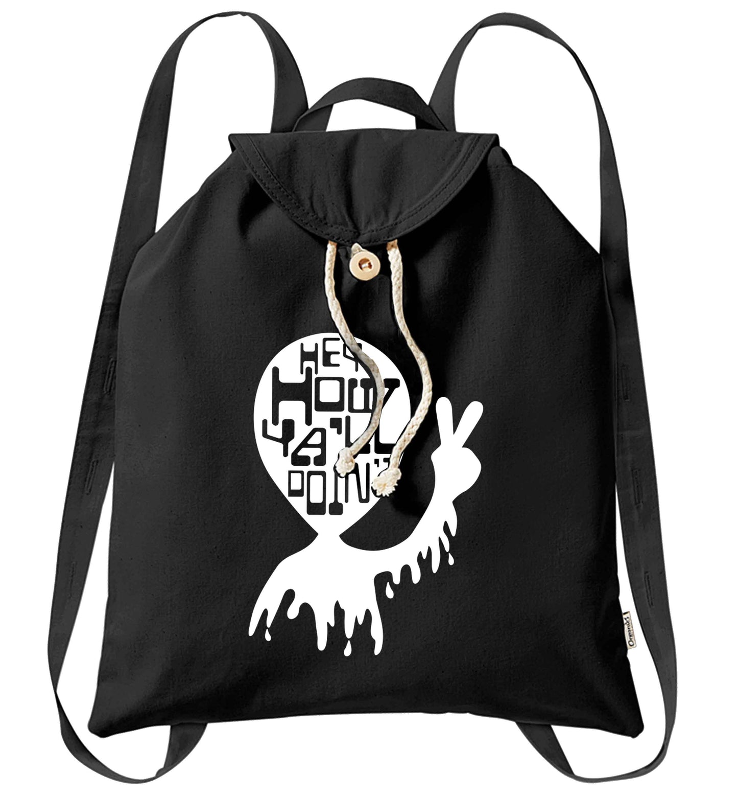 Misheard song lyrics - check!  organic cotton backpack tote with wooden buttons in black