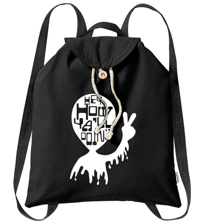 Misheard song lyrics - check!  organic cotton backpack tote with wooden buttons in black