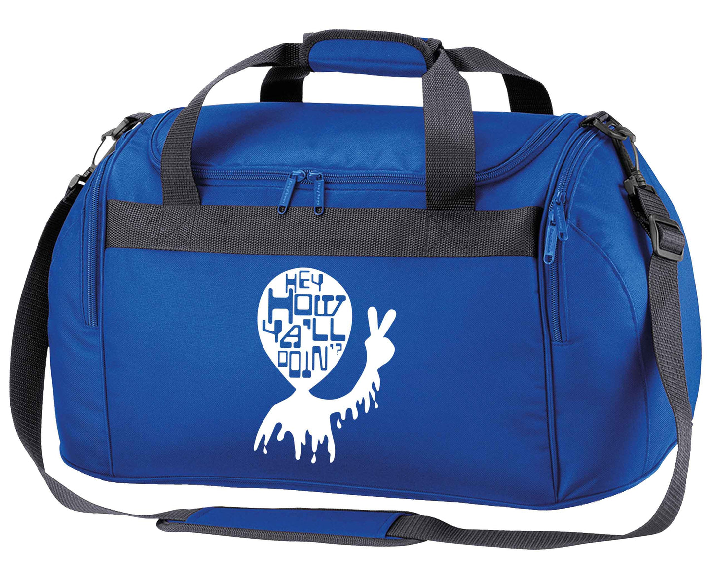 Misheard song lyrics - check!  royal blue holdall / duffel bag