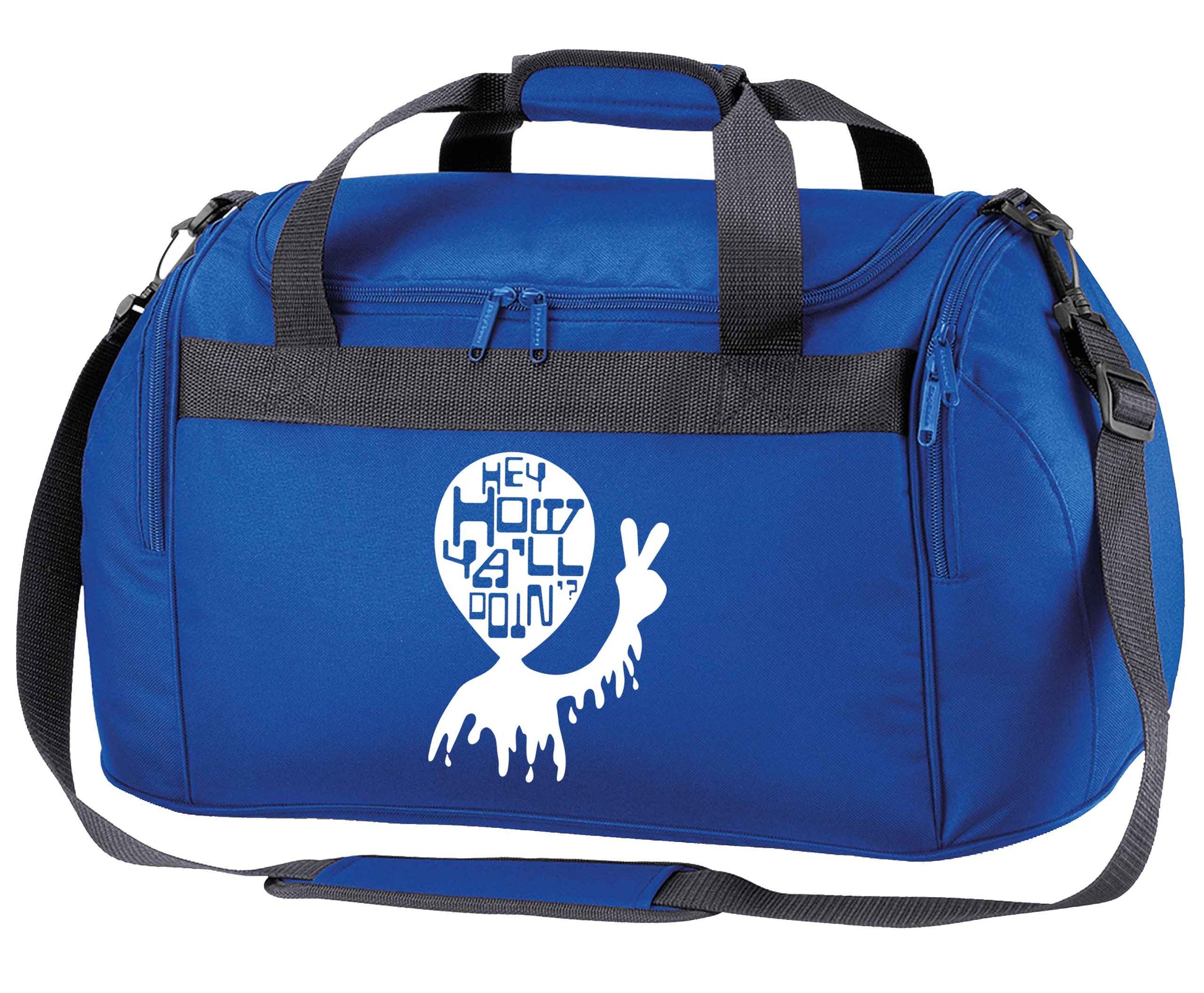 Misheard song lyrics - check!  royal blue holdall / duffel bag