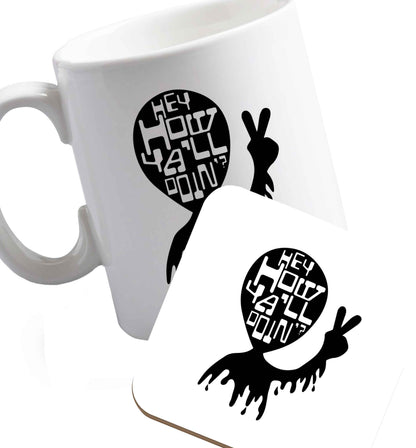 10 oz Misheard song lyrics - check!    ceramic mug and coaster set right handed