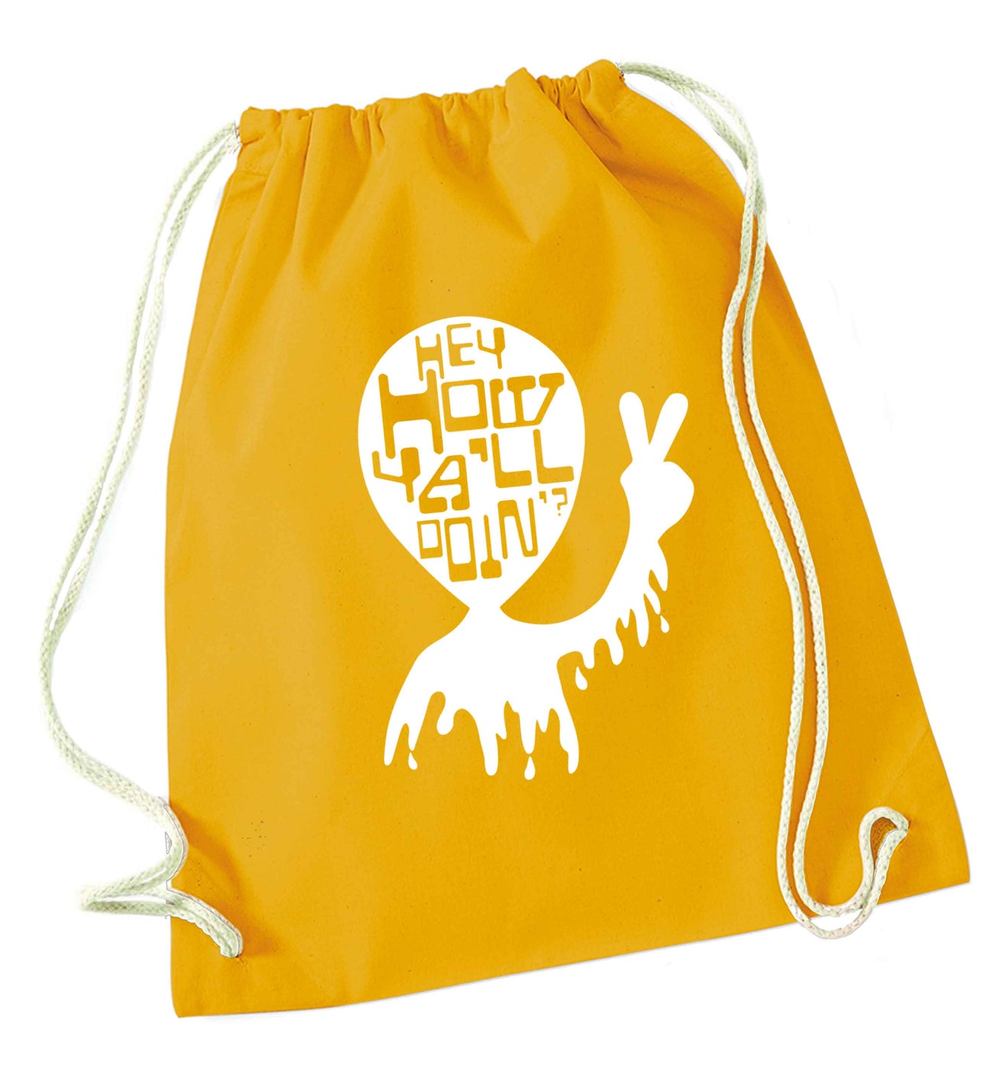 Misheard song lyrics - check!  mustard drawstring bag