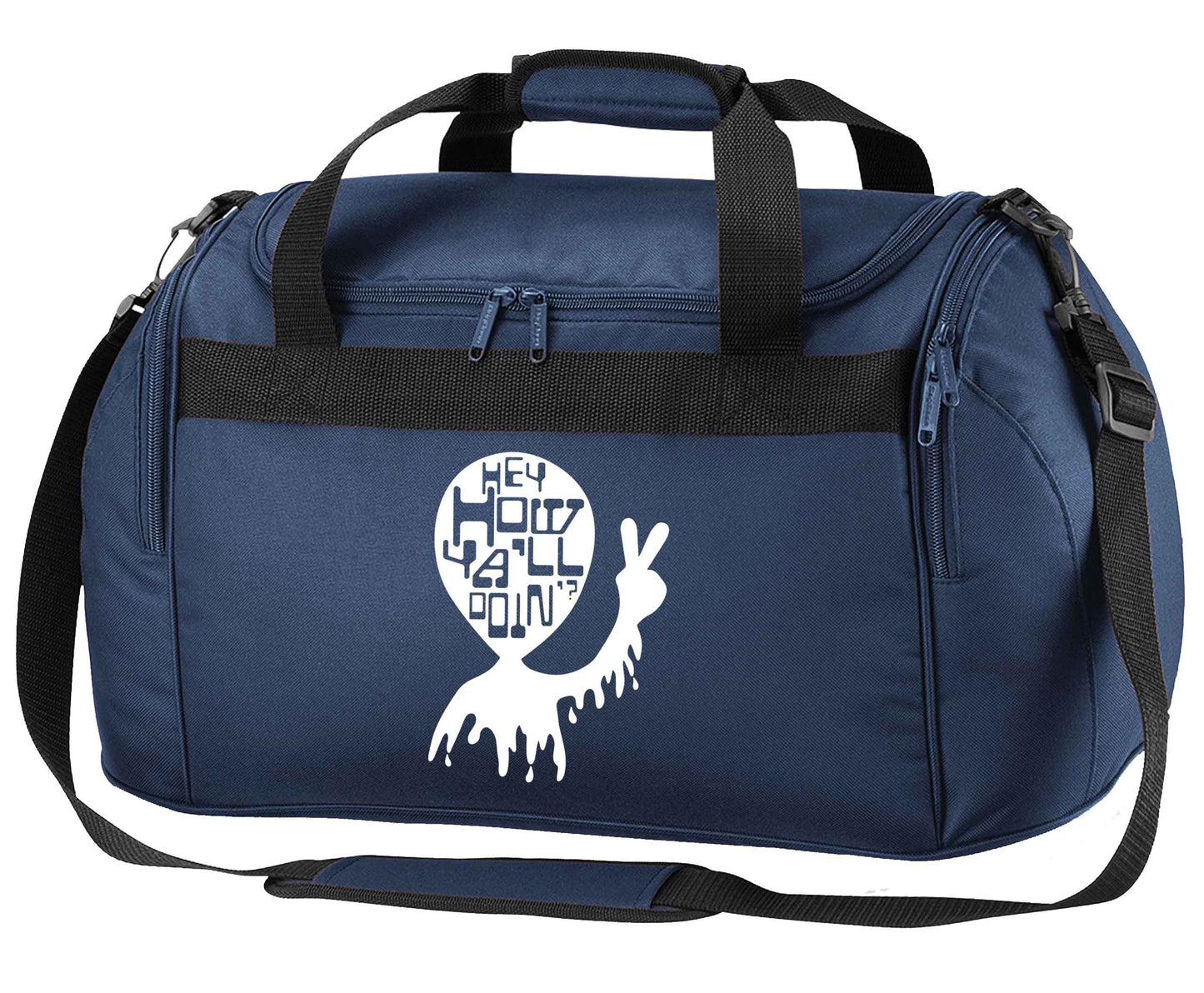 Misheard song lyrics - check!  navy holdall / duffel bag