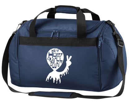 Misheard song lyrics - check!  navy holdall / duffel bag