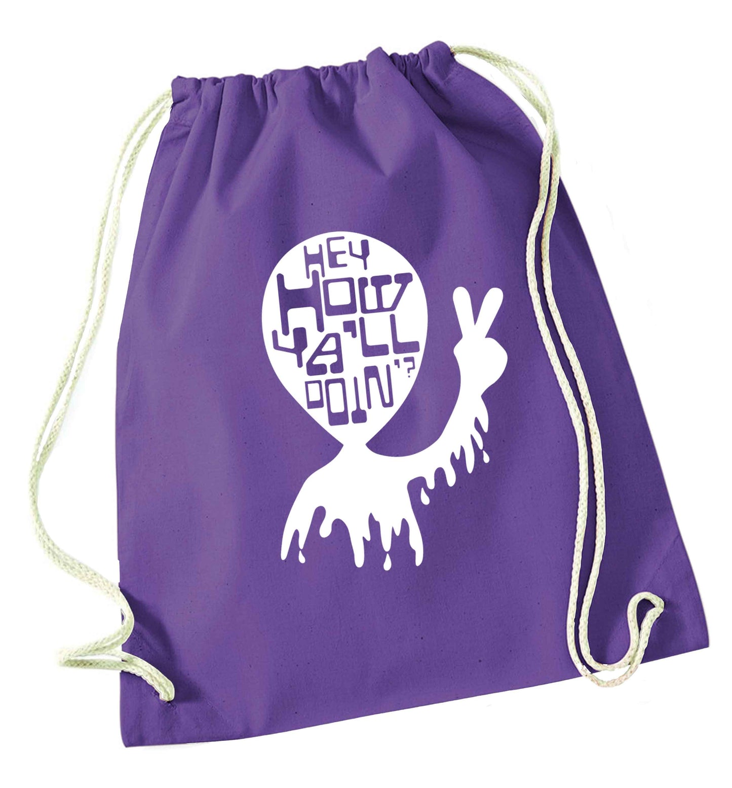 Misheard song lyrics - check!  purple drawstring bag