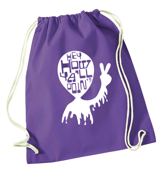 Misheard song lyrics - check!  purple drawstring bag
