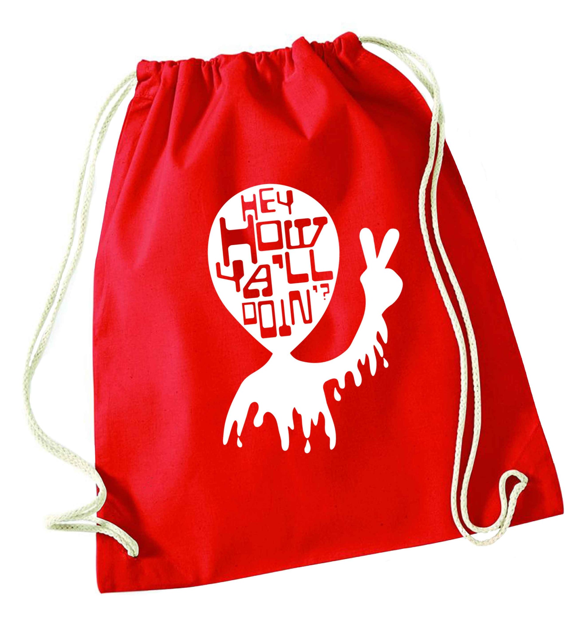 Misheard song lyrics - check!  red drawstring bag 