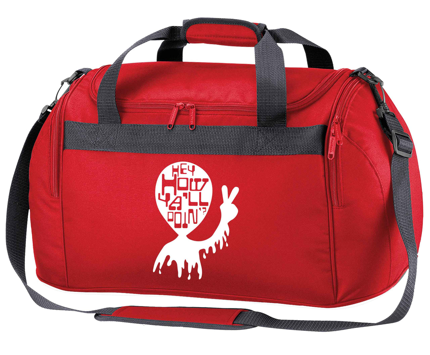 Misheard song lyrics - check!  red holdall / duffel bag