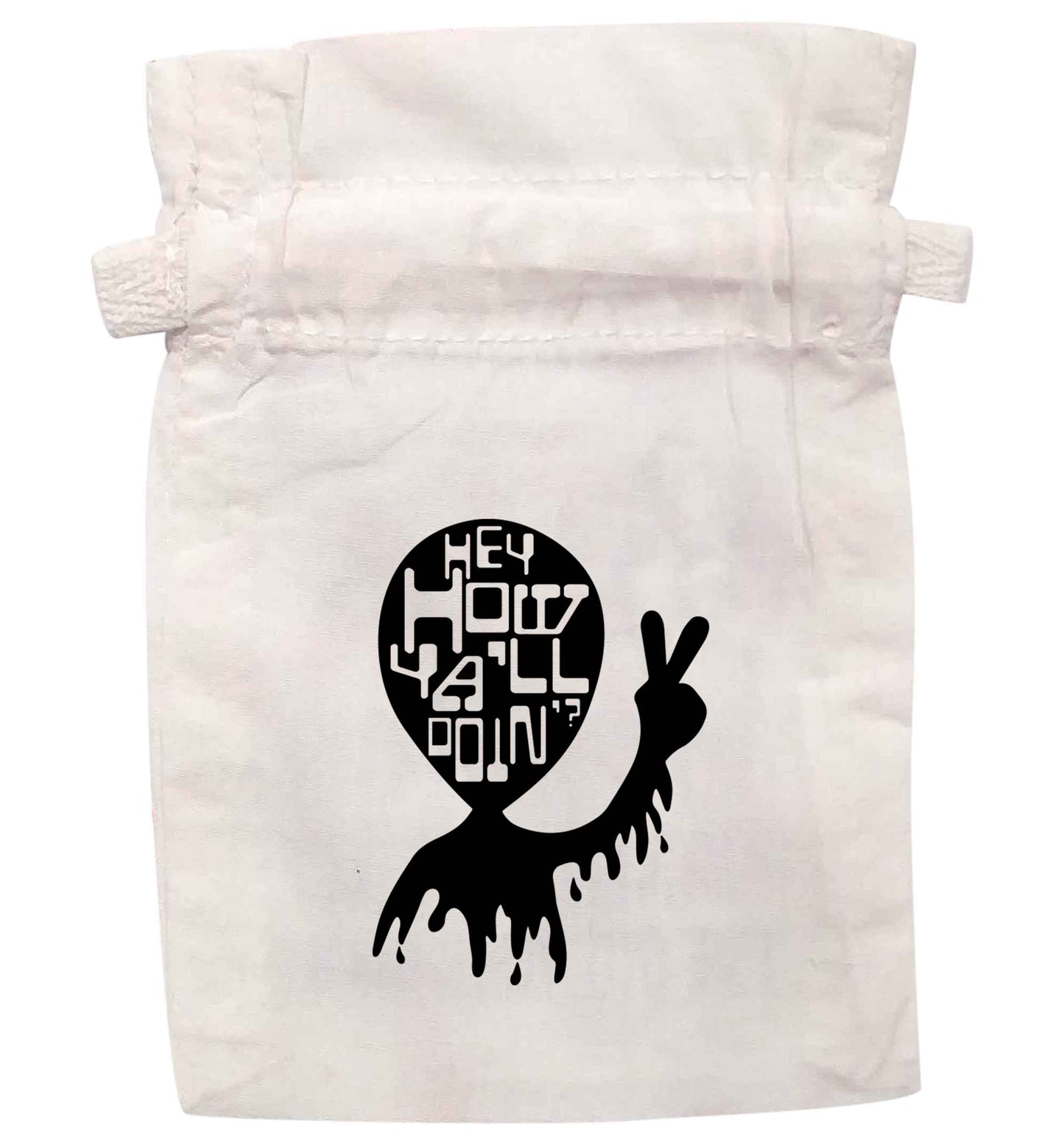 Hey, how ya'll doin'? | XS - L | Pouch / Drawstring bag / Sack | Organic Cotton | Bulk discounts available!