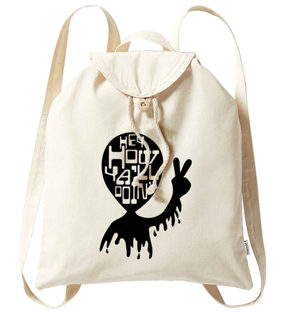 Misheard song lyrics - check!  organic cotton backpack tote with wooden buttons in natural