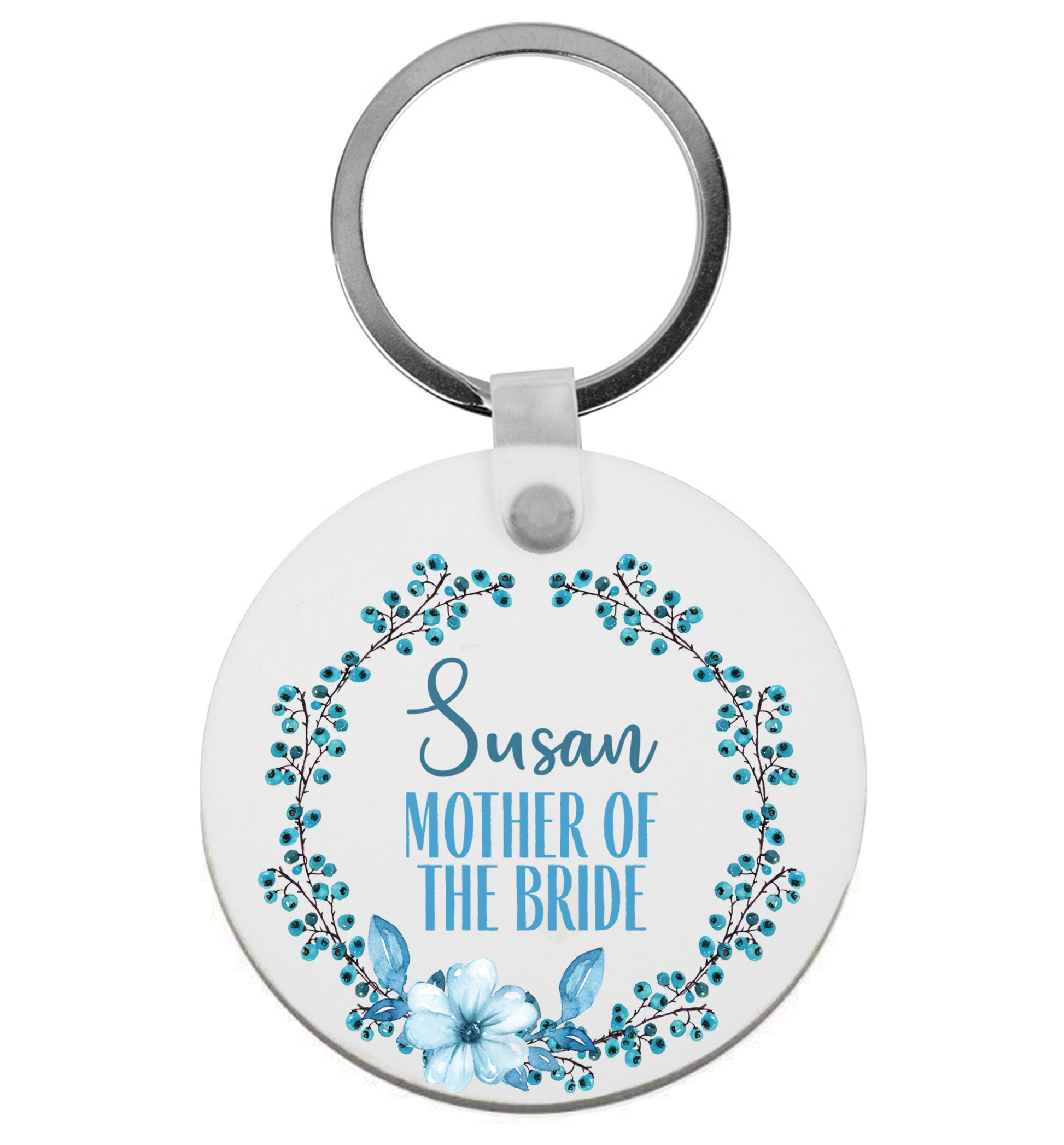 Perfect wedding guest favours or hen party gifts! Personalised bridal floral wreath designs, any name, any role! | Keyring