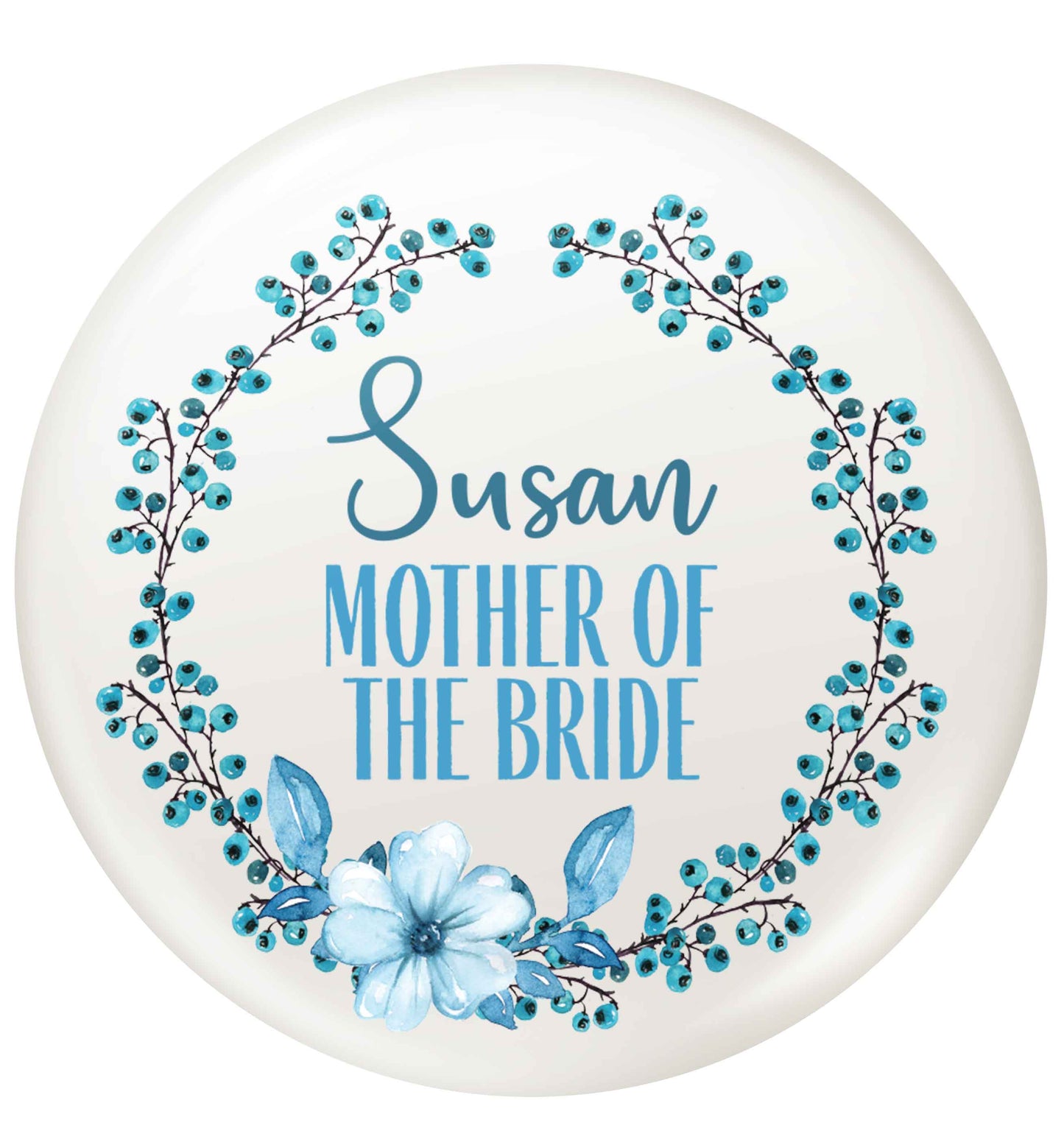 Perfect wedding guest favours or hen party gifts! Personalised bridal floral wreath designs, any name, any role! small 25mm Pin badge