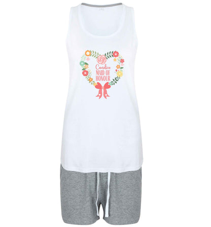Perfect wedding guest favours or hen party gifts! Personalised bridal floral wreath designs, any name, any role! size XL women's pyjama shorts set in pink 