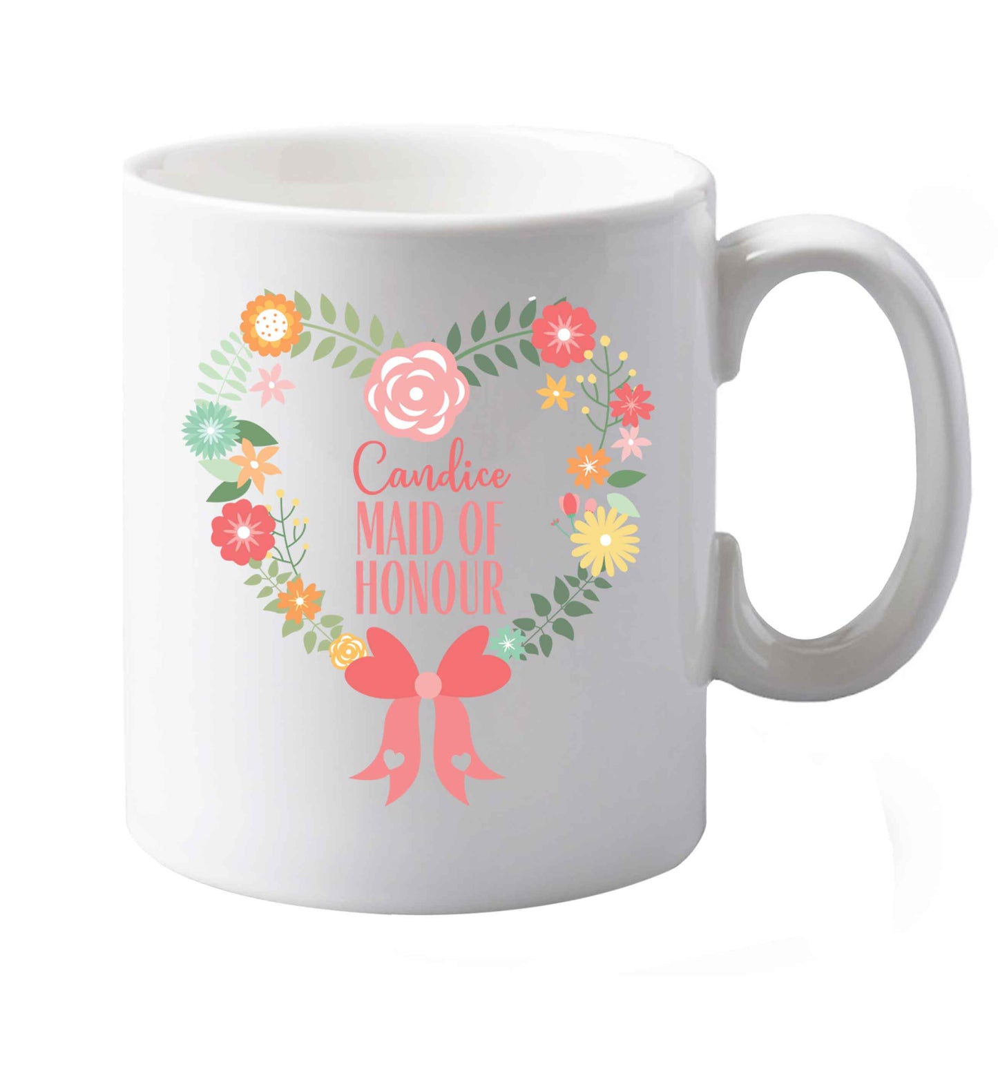 10 oz Perfect wedding guest favours or hen party gifts! Personalised bridal floral wreath designs, any name, any role!   ceramic mug both sides