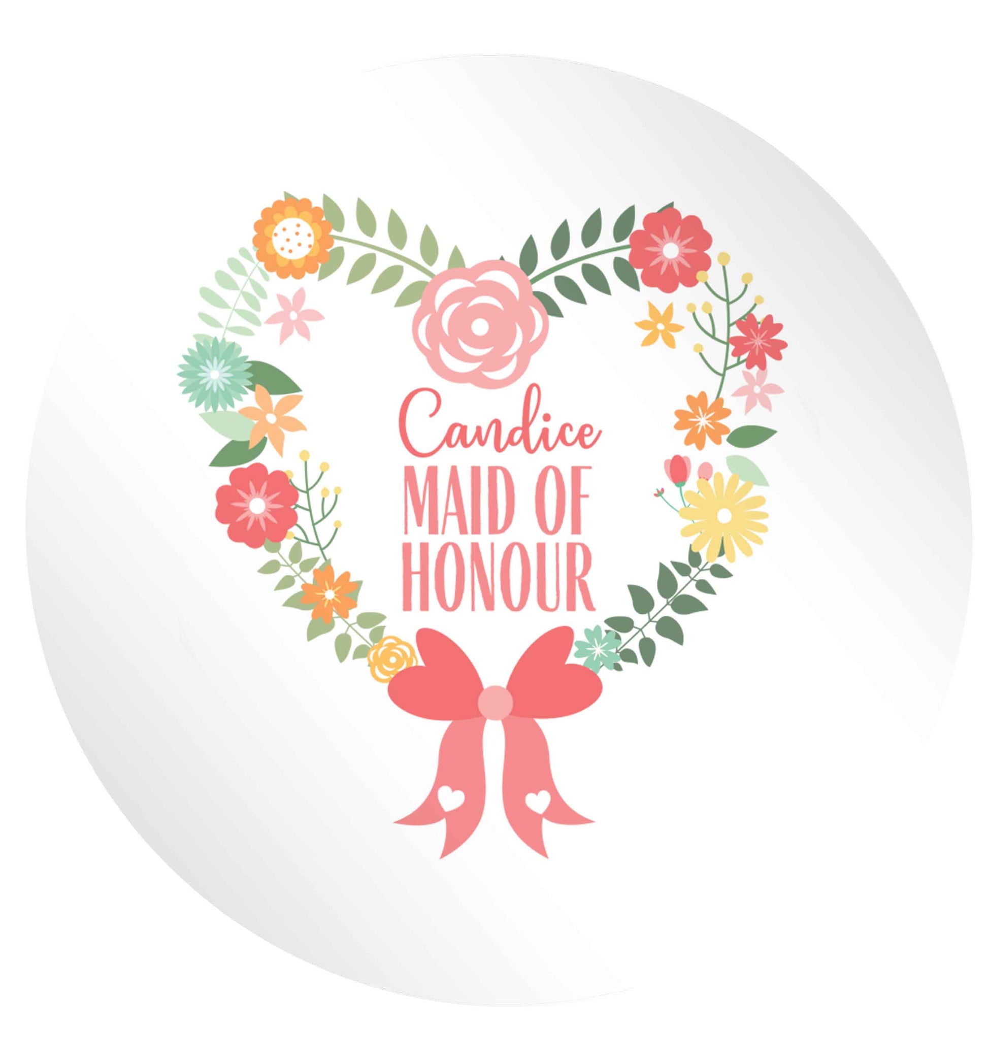 Perfect wedding guest favours or hen party gifts! Personalised bridal floral wreath designs, any name, any role! 24 @ 45mm matt circle stickers