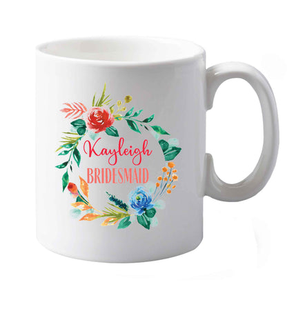 10 oz Perfect wedding guest favours or hen party gifts! Personalised bridal floral wreath designs, any name, any role!   ceramic mug both sides