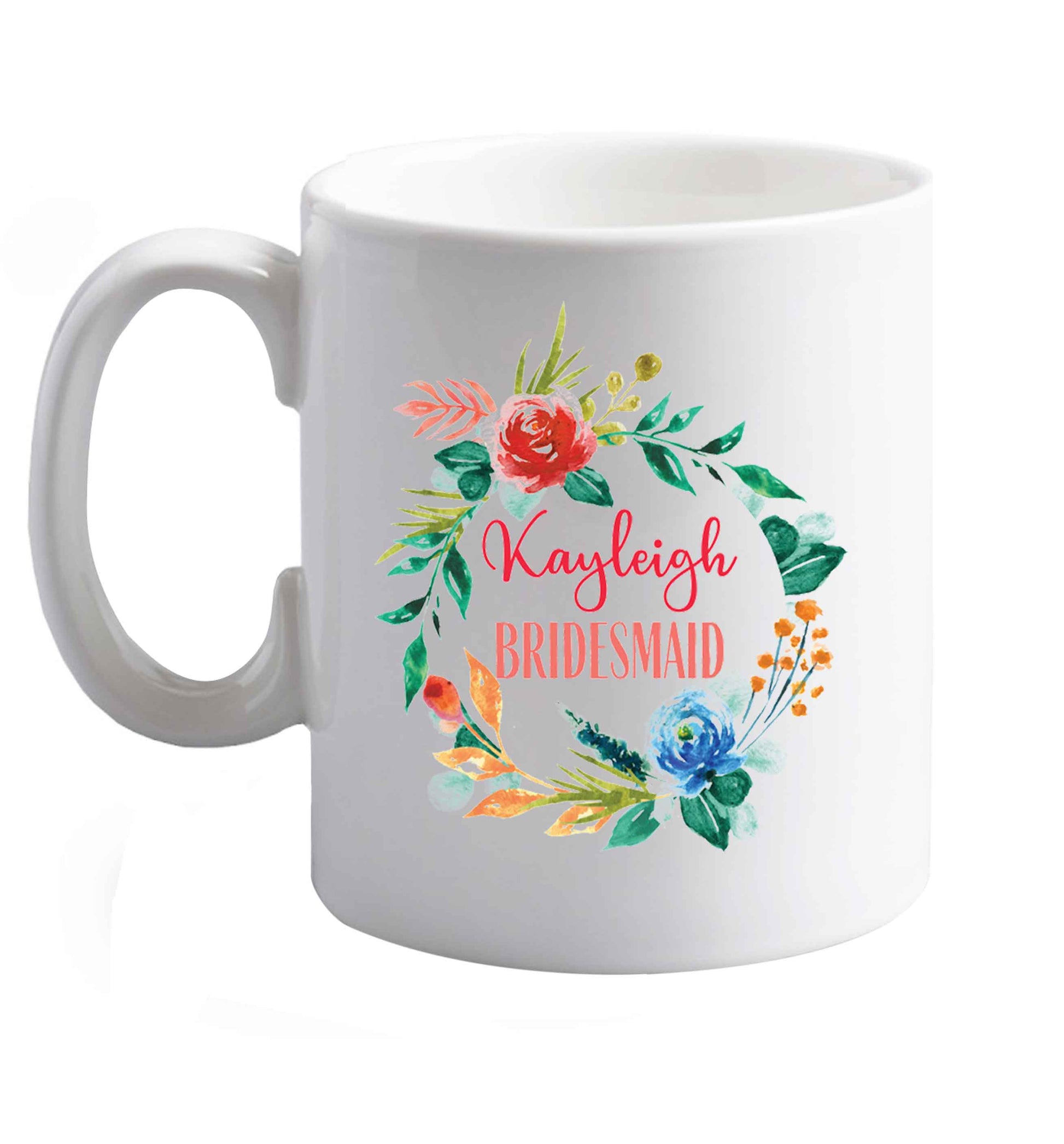 10 oz Perfect wedding guest favours or hen party gifts! Personalised bridal floral wreath designs, any name, any role!   ceramic mug right handed