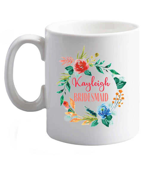 10 oz Perfect wedding guest favours or hen party gifts! Personalised bridal floral wreath designs, any name, any role!   ceramic mug right handed