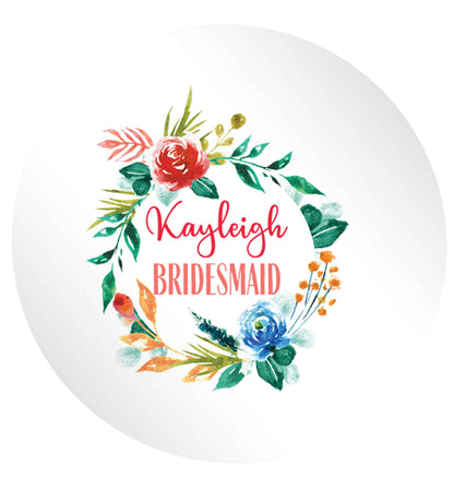 Perfect wedding guest favours or hen party gifts! Personalised bridal floral wreath designs, any name, any role! 24 @ 45mm matt circle stickers