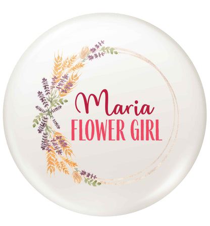 Perfect wedding guest favours or hen party gifts! Personalised bridal floral wreath designs, any name, any role! small 25mm Pin badge