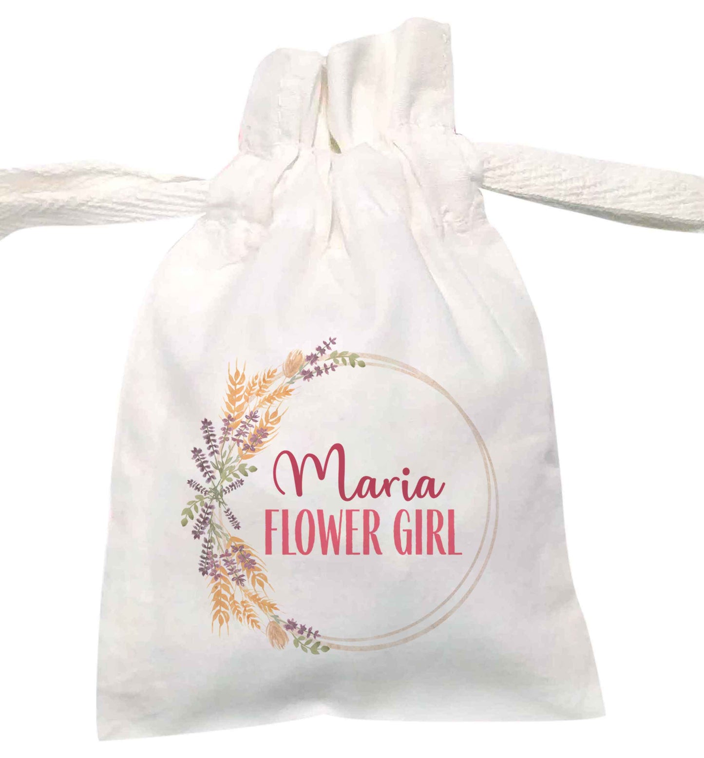 Personalised any name any role bridal autumnal floral wreath  | XS - L | Pouch / Drawstring bag / Sack | Organic Cotton | Bulk discounts available!