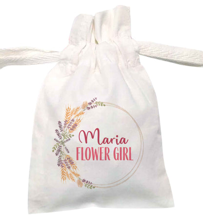 Personalised any name any role bridal autumnal floral wreath  | XS - L | Pouch / Drawstring bag / Sack | Organic Cotton | Bulk discounts available!